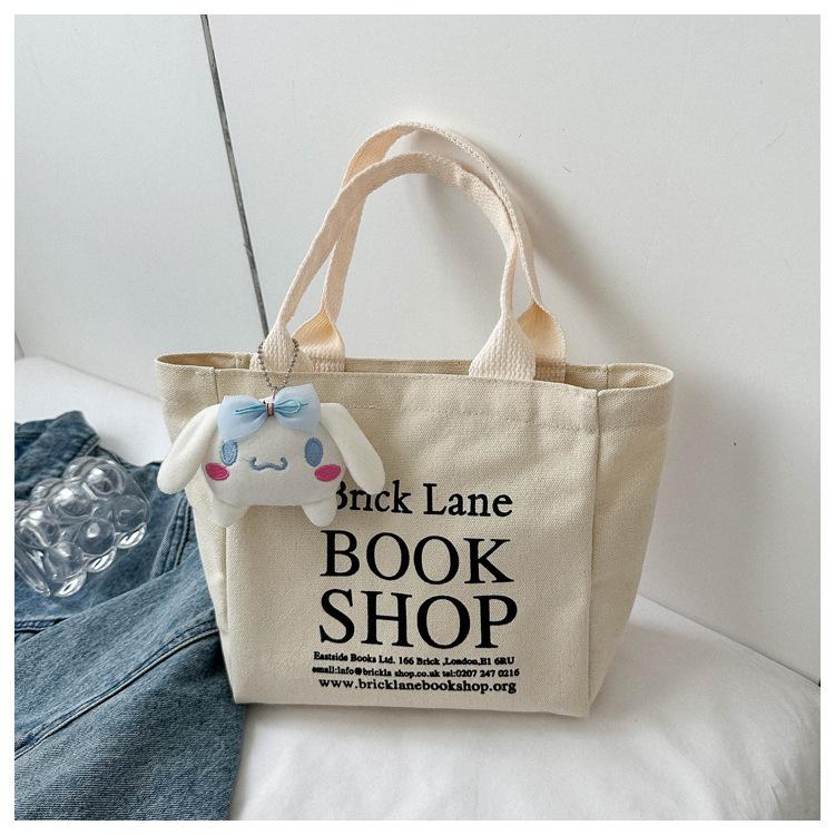 Basit Mini Tote Kova Çanta Büyük Kapasiteli Dış Saplı Kanvas Çanta