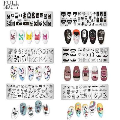 Halloween Nails Art Stamp Plates Heart DIY Stainless Steel Stencils Nail Printing Image Manicure Stamping Tools