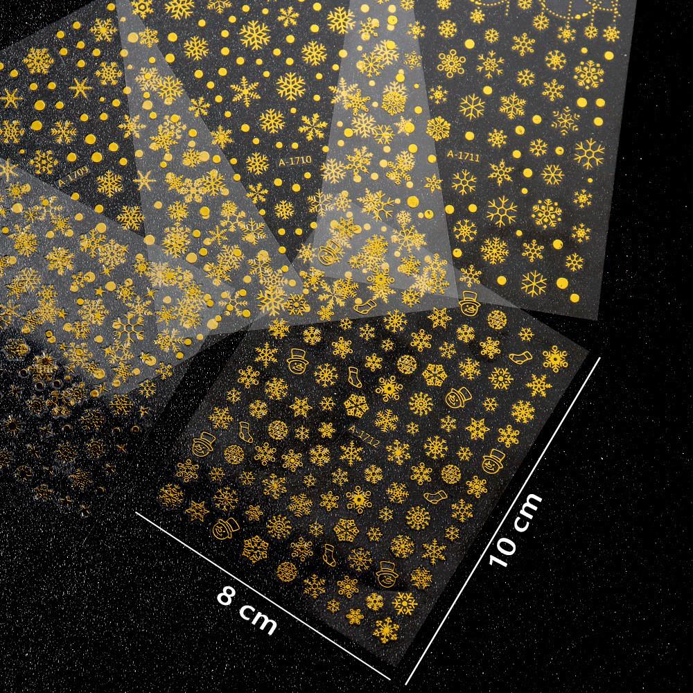 12 buc Laser Sliver Fulgi de nea autocolant Nail Art 3D Bronzing Craciun Decalcomanii unghii Holografic Argintiu/Auriu/Alb Glisoare pentru fulgi de nea