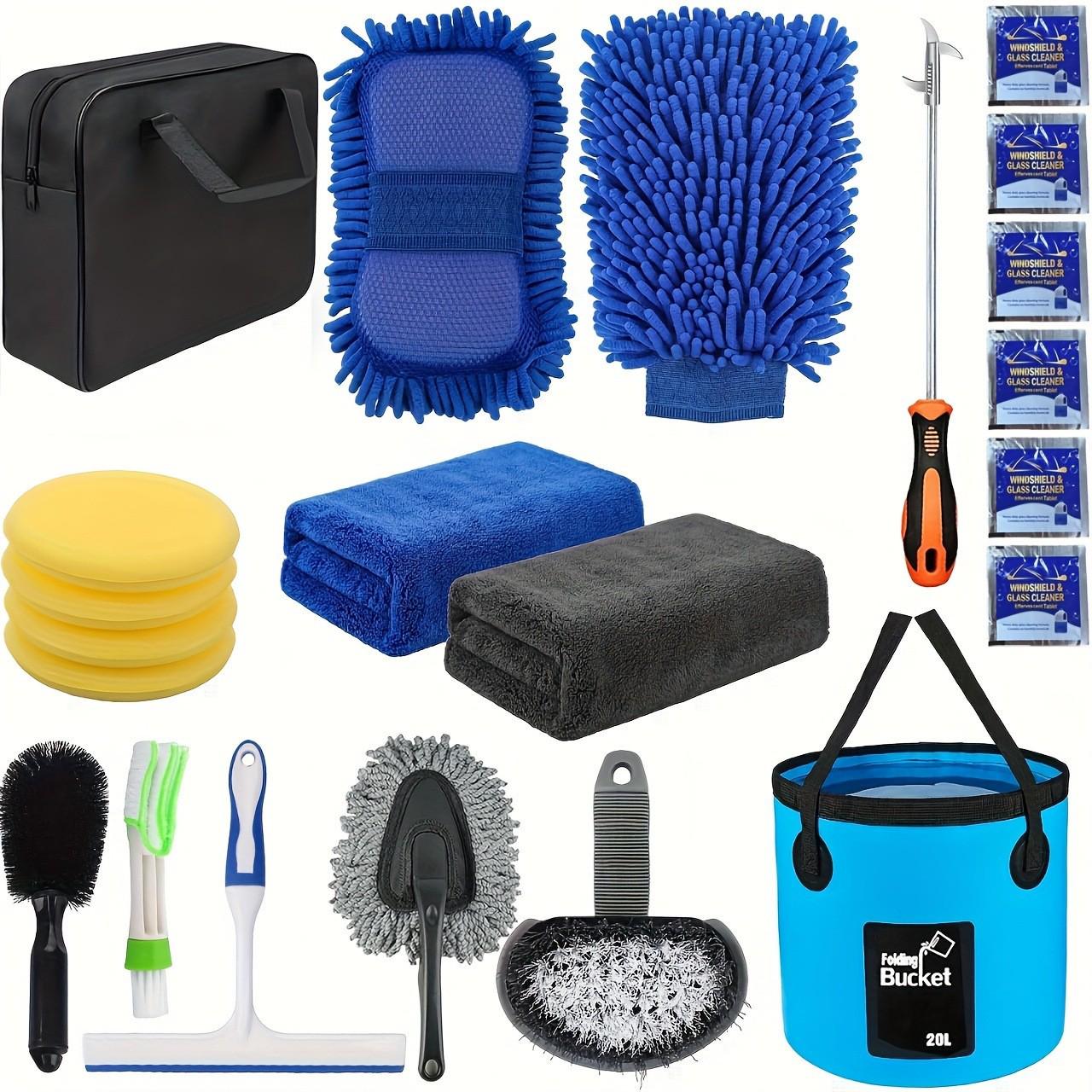 

38-Piece Car Detailing Kit: Soft Brush Set for Wheel Hubs and Short Handle Cleaning Tools As Pictured