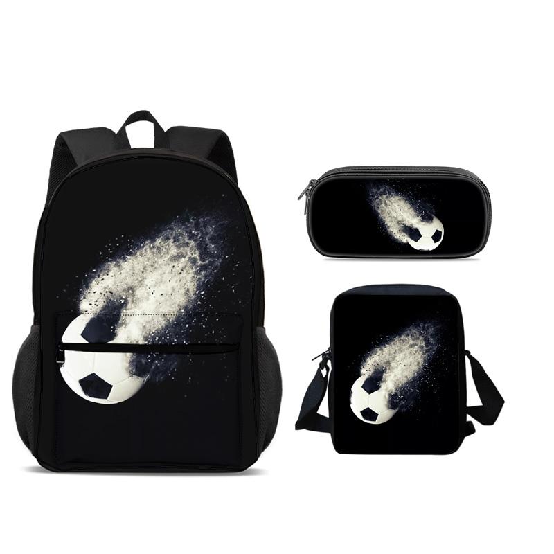 Soccer backpack, pencil case, shoulder bag 3Pcs Set, sports style, football, best partner for male and female students in school