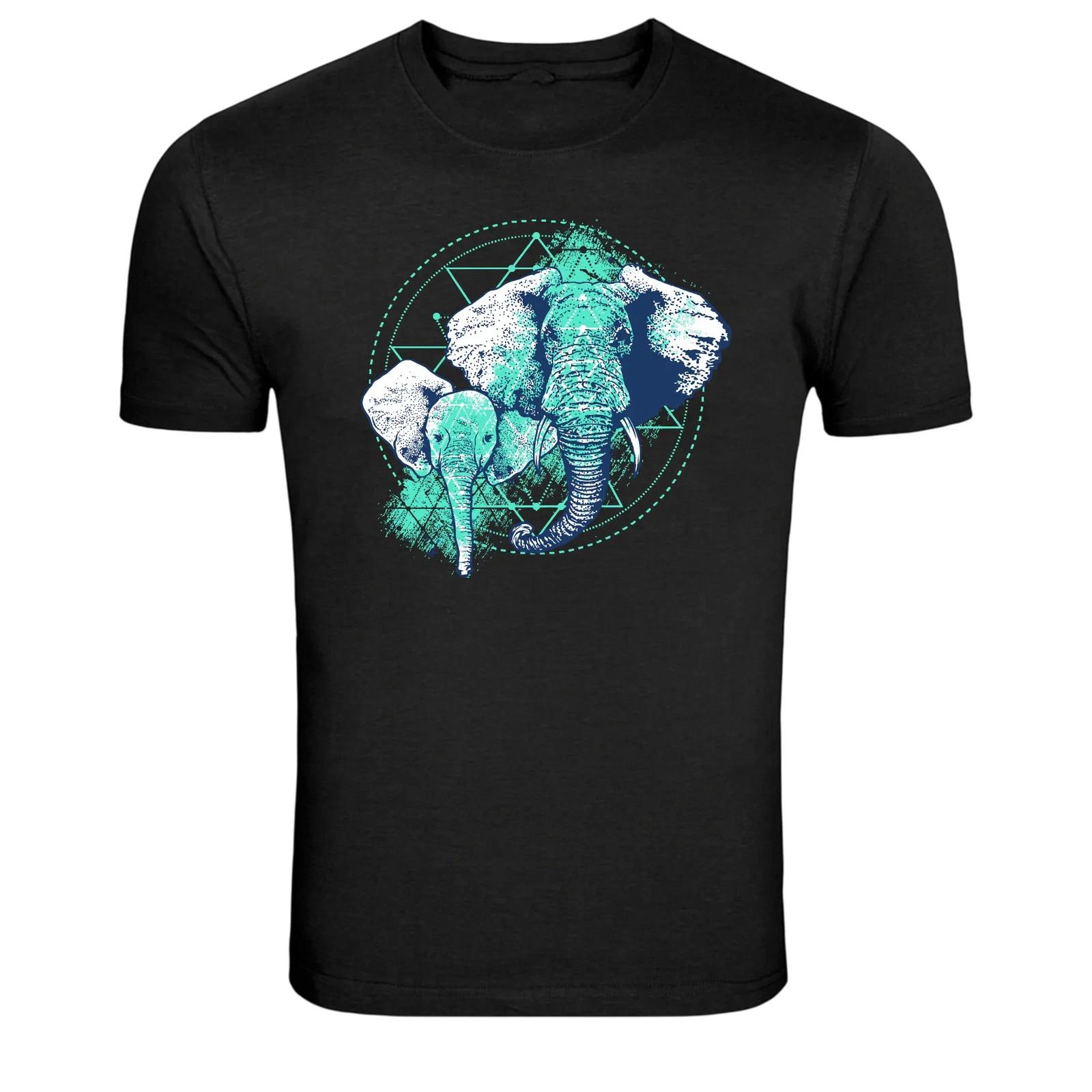 Geometric Elephant Wildlife Illustration Graphic T-Shirt XXXL