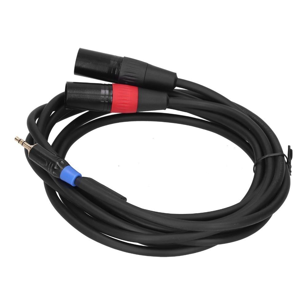 Gold Plating Audio Converter Cable 3.5mm Stereo Male Male To Dual XLR Connector CD Player