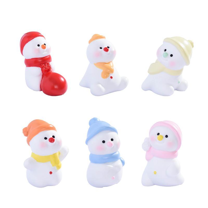 6Pcs Christmas Mini Snowman Ornaments Hand-painted Cute Xmas Hanging Decor for Tree Home Holiday Party Gift