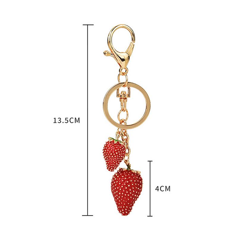 Fashionable Strawberry Pendant Keychain For Women Girls Cute Trendy Charm Keyring Car Key Ring Backpack Decoration Gifts