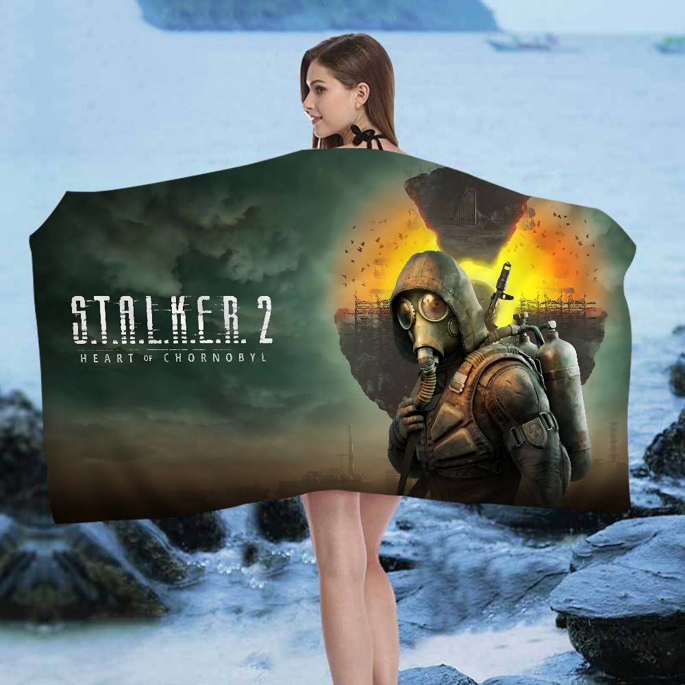 Horror Game S-Stalker Anime Strandhandtuch Weicher Saugfähiger Waschlappen Kindergeschenke für Kinder Reise Camping Fitnessstudio