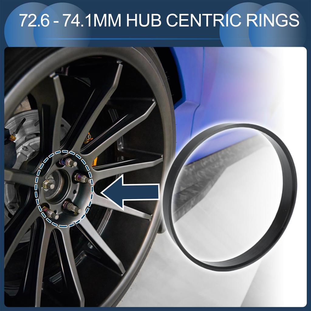 INFINAUTO Hub Centric Ring 72.6mm ID 74.1mm OD Car Wheel Hub Ring ABS Plastic Black 4pcs