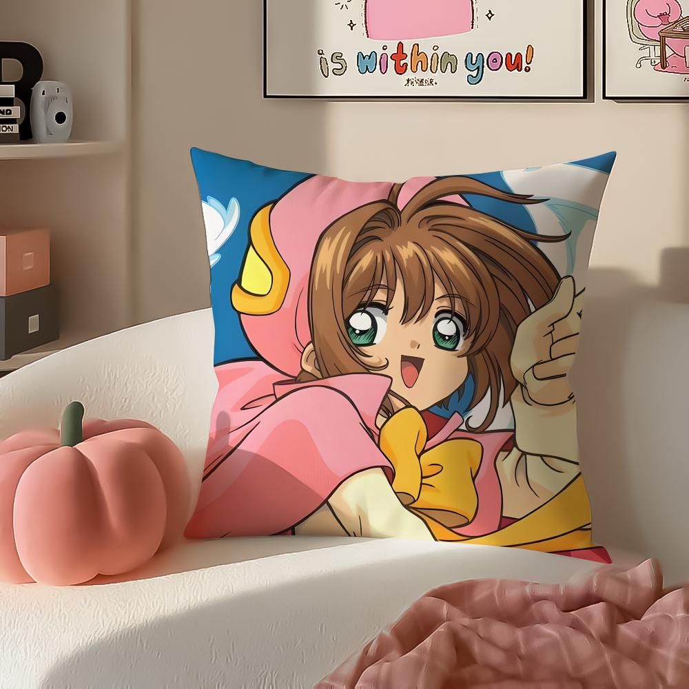 Magical Cute Japanese Anime CCardcaptor Sakura Cushion Cover Pillowcase Short Plush Invisible zipper Room Sofa Cushion Cover