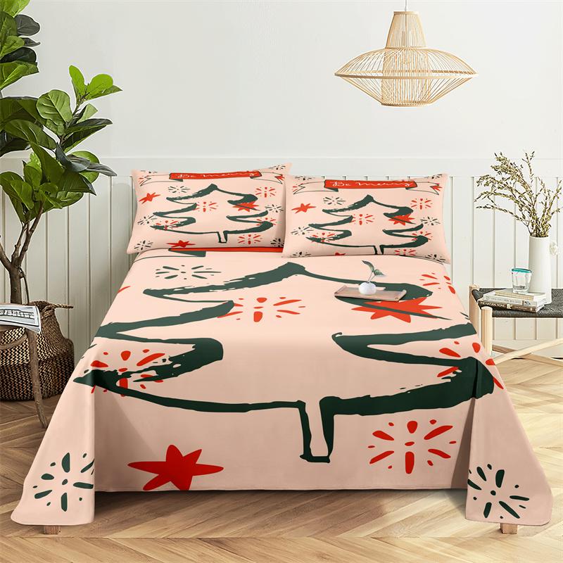 Christmas Bed Sheet Set Bedding Set Bed Flat Sheet Christmas Decorations Girl Bedsheet Bedding King Bed Sheets and Pillowcases