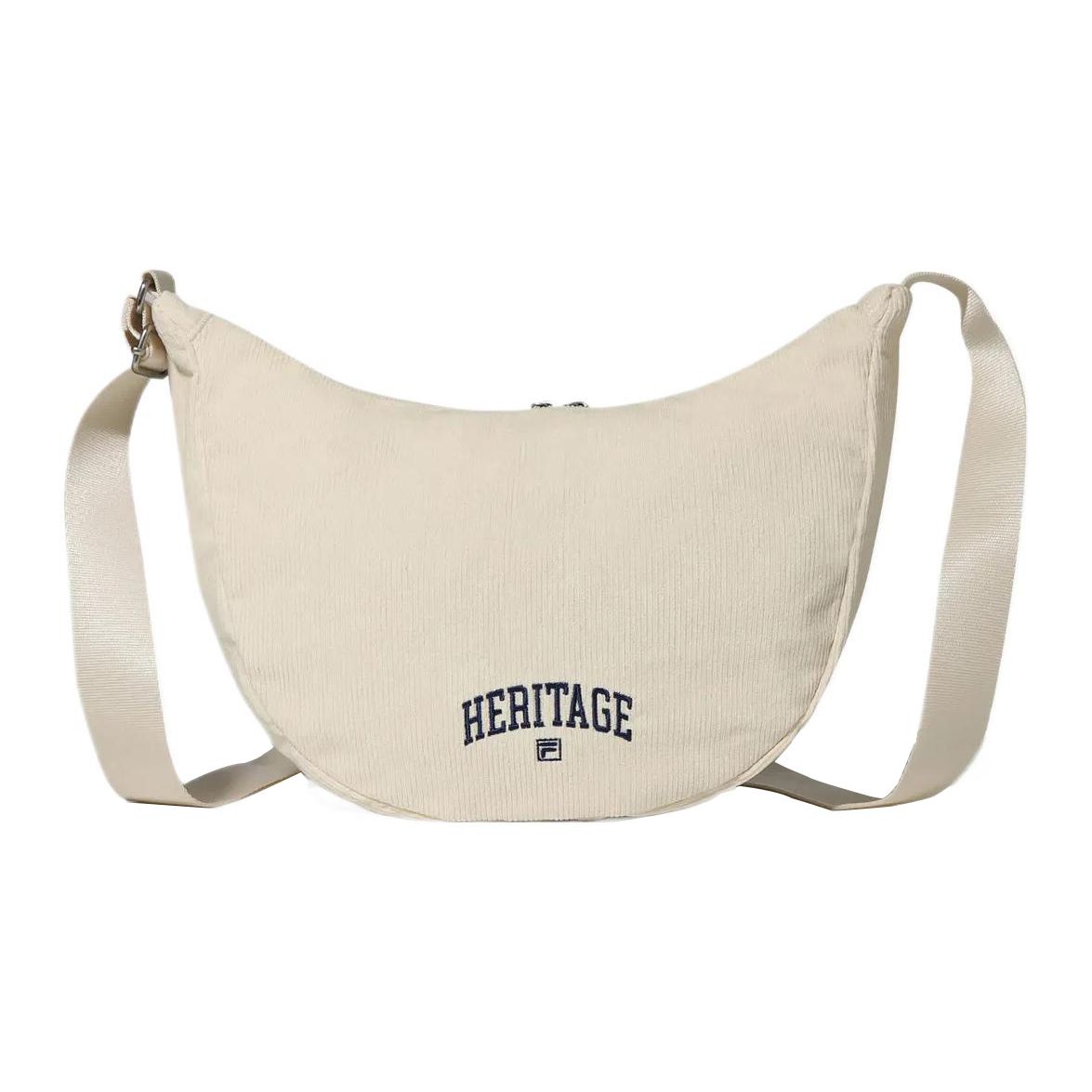 FILA Heritage Sport Trend Letter Logo Decorated Zipper Closure Nylon Hobo Bag Women bags Cream FS3BCF6337FCRM Cream