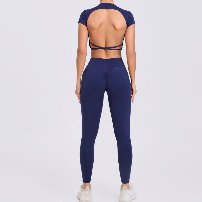Fitness Suit Women's Fashion Cross Backless Bra Yoga Pants Suit Women's Skinny Running Sportswear Suit Women's