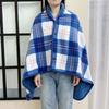 140*100cm Thicken Flannel Blanket Shawl Warm Wearable Scarf Women Casual Stripe Warm Shawl  Travel