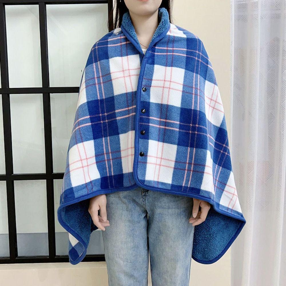 140*100cm Thicken Flannel Blanket Shawl Warm Wearable Scarf Women Casual Stripe Warm Shawl  Travel