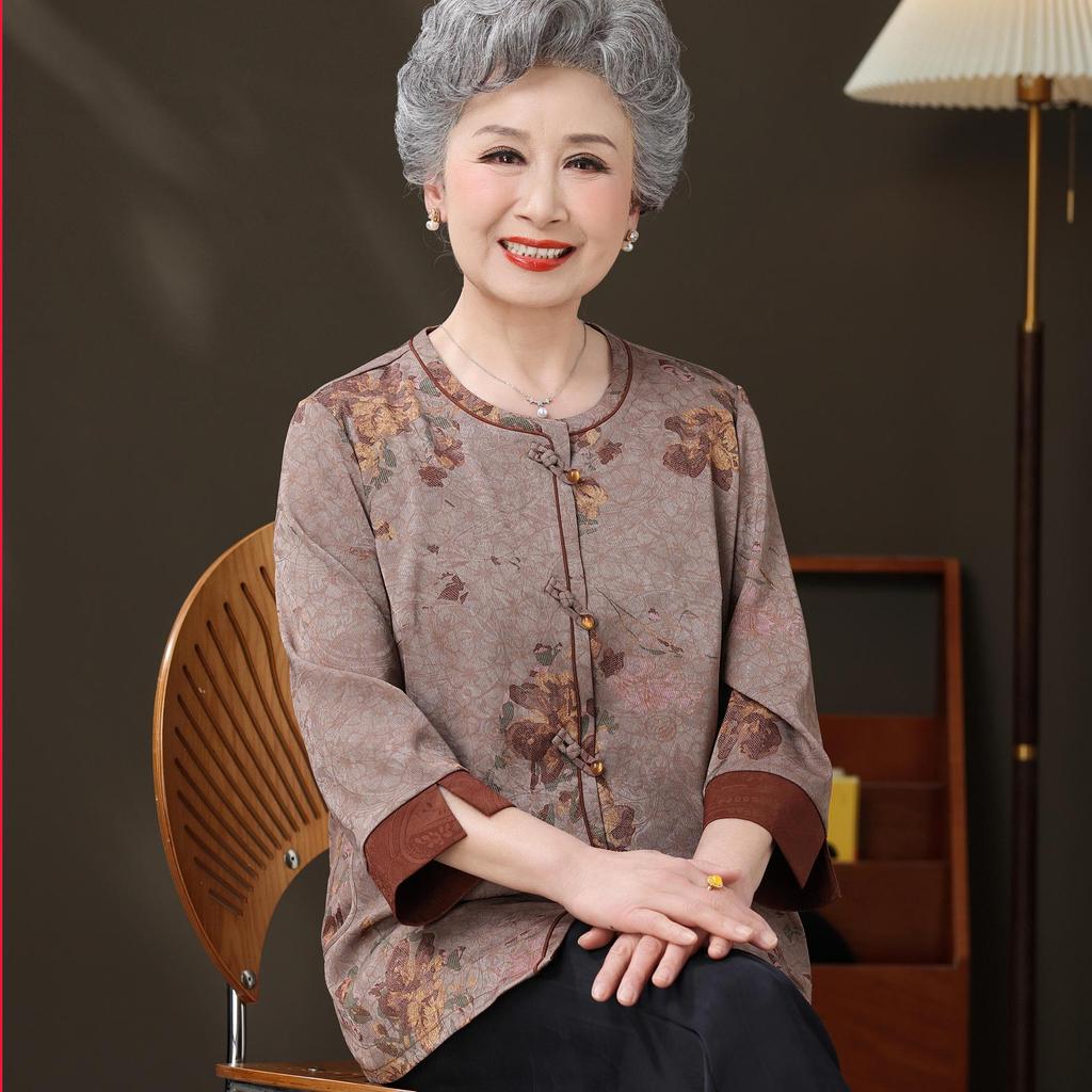 Elderly Women's Summer Chinese-Style Top - Grandma's Fashionable Shirt