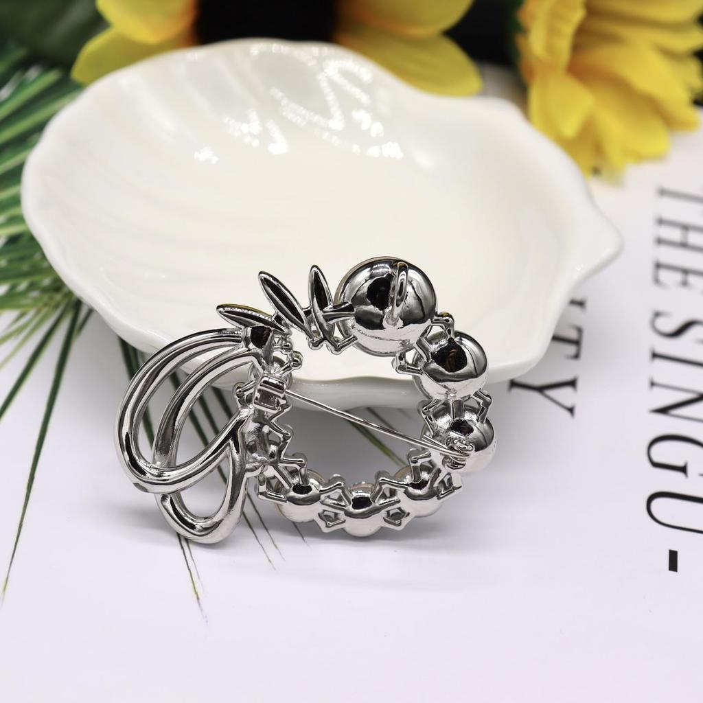 Crystal Zircon Flower Brooch Luxury Dimond Ribbon Rhinestone Corsage Gift for Women for Graduation Entrance Comes with a Gift Case Weddings,