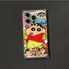 Clear Square Back Tube Case Protection For iPhone 16 ProMax 14 Pro Max 13 12 15 Plus 11 Anti-Oxygen,Starry Shin-chan Pattern Casing
