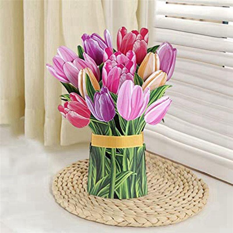 ABUL-3D -Up Paper Flowers Bouquet Greeting Cards ,Gift Cards For Mother's Day Birthday Easter For Women