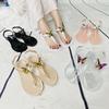 Summer Diamond Butterfly Ladies Crystal Jelly PVC Flat Sandals Butterfly Brick Casual Beach Transparent Sandals