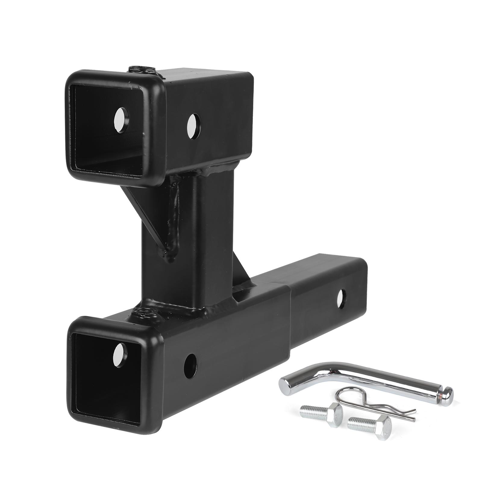 Double Hitch Receiver 2 inch Trailer Dual Hitch Extension Riser Hitch Adapter 9.84 inch Max Length 3000KG GTW 1 pc