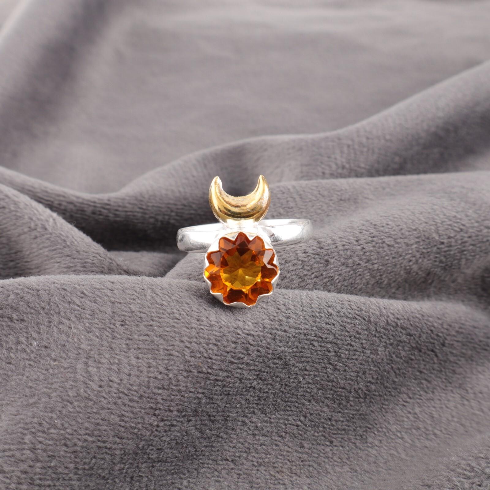 

Цитрин Драгоценный камень 925 Стерлинговое серебро Ювелирные изделия Ручной работы Кольцо для Помолвки Подарок RR-58-1 13