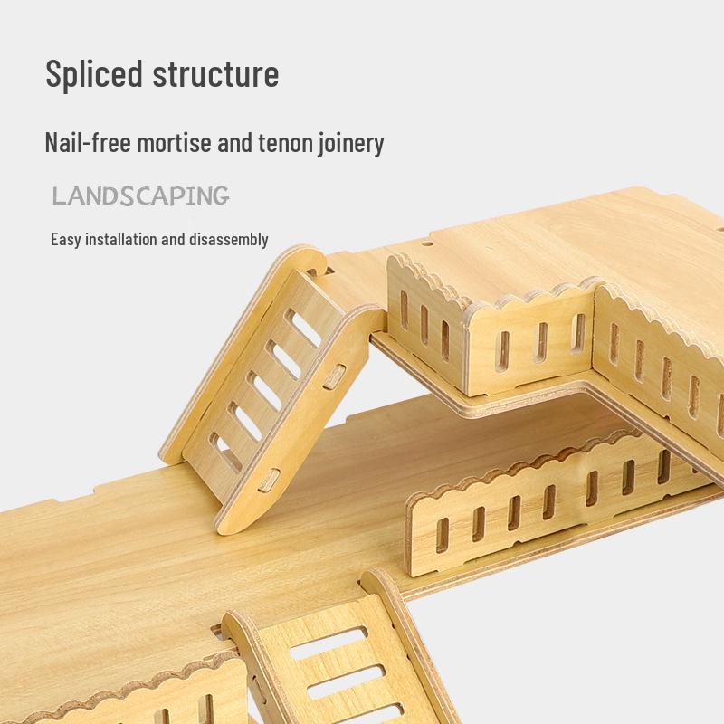 Two-Story Luxury Hamster Villa with Wood Partition, Stairs, and Platform