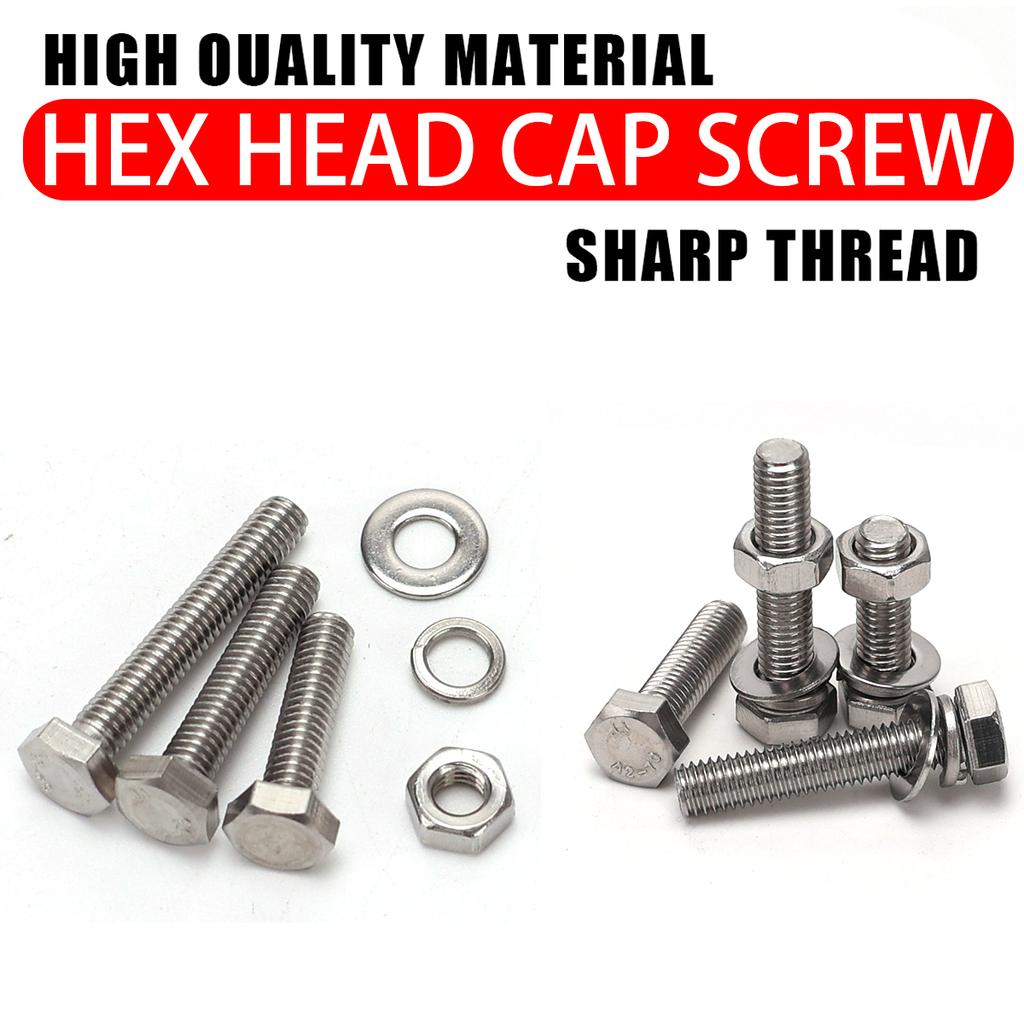535-piece Hexagon Head Bolts, Nuts and Flat Washers Kit, M3/M4/M5/M6 Heavy Duty Stainless Steel Full Thread