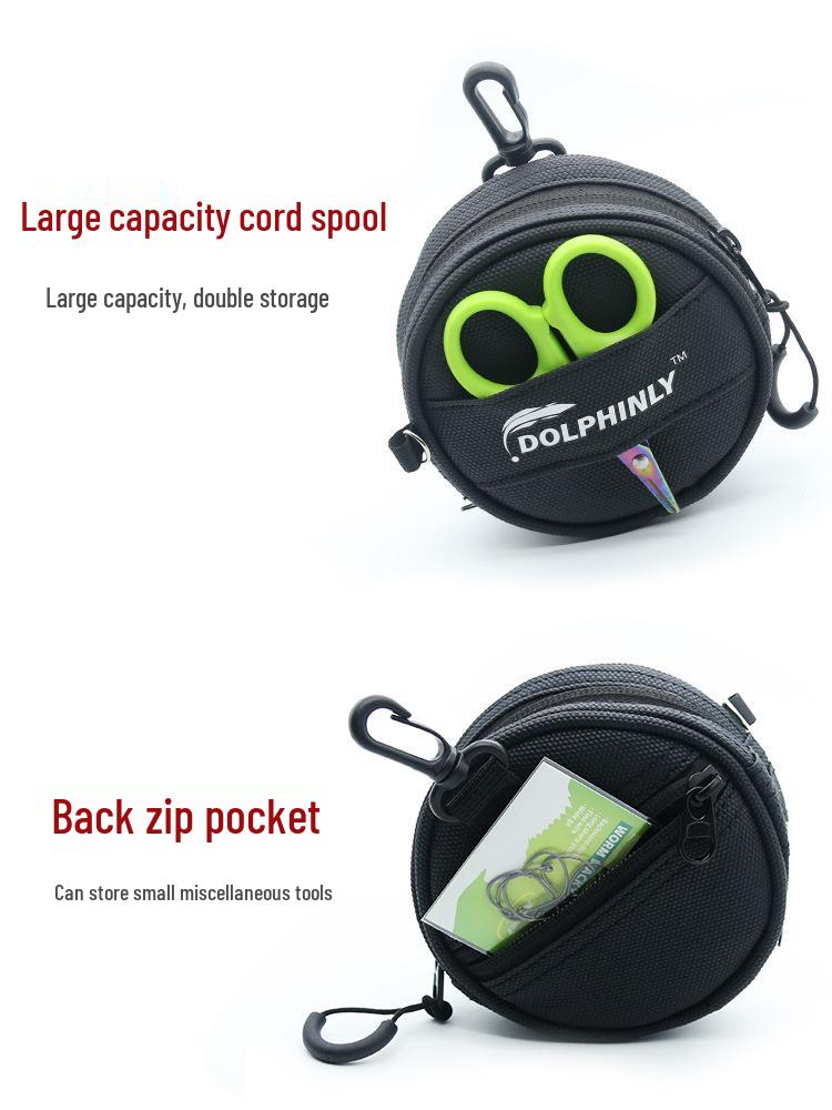 Multifunktionale Köder-Vorfach-Tasche mit Aufbewahrung für PE- und Carbon-Schnur, Schere und Lanyard