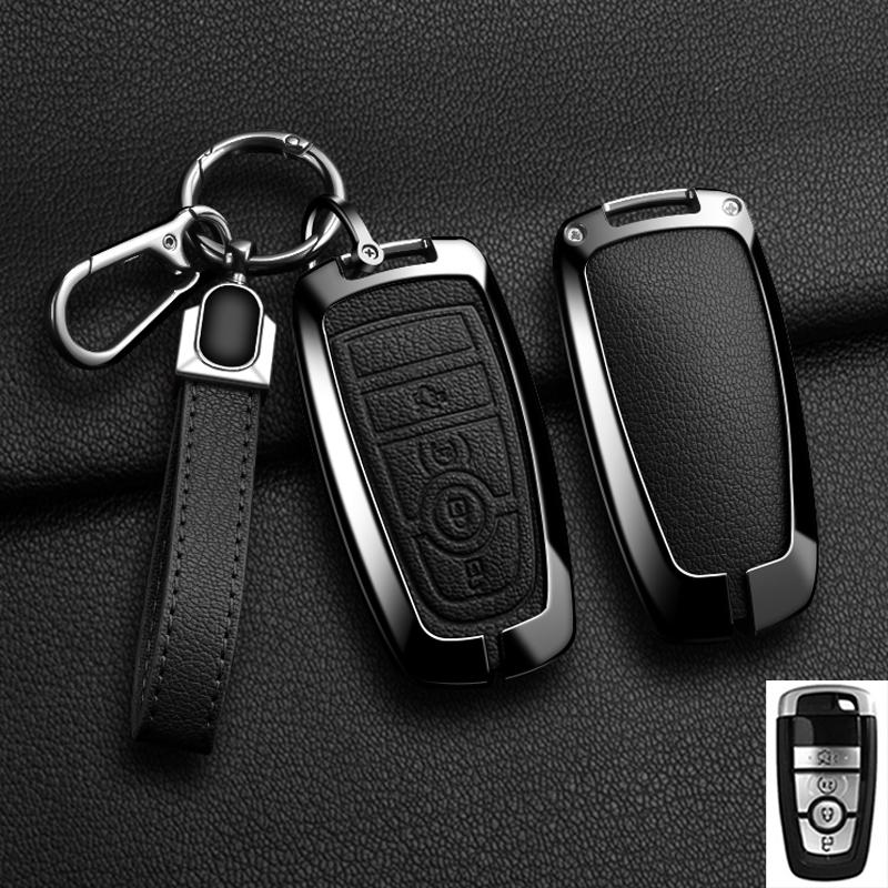 Zinc Alloy Leather For Lincoln Corsair Nautilus Aviator Navigator Continental Car Key Case Shell Keychain Keyring Car Key Cover