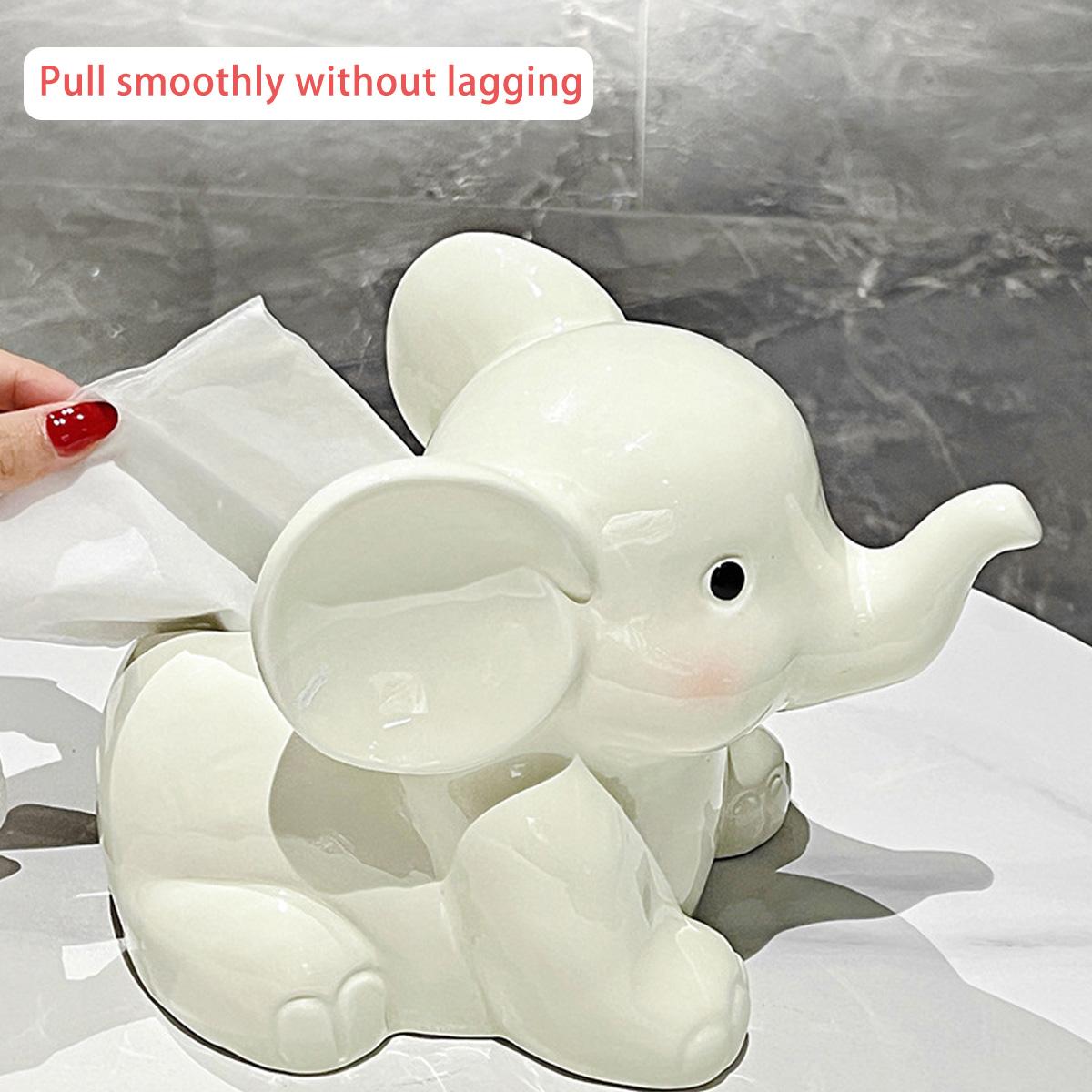 

Cute elephant tissue box, living room desktop napkins, paper drawer, high-end light luxury decoration ornaments білий