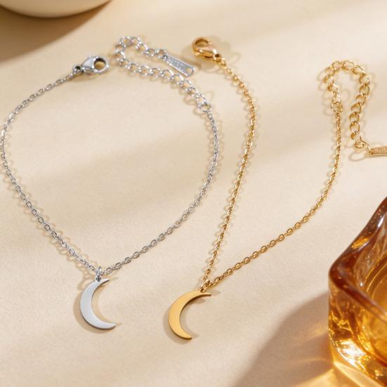 Women Adjustable Bracelet Asymmetrical Sun Moon Design Long Pendant Drop Earrings Face Slimming Jewelry