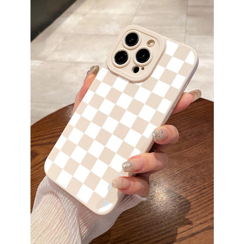 Black and White Checkered Pattern Phone Case Suitable for iPhone 16 15 14 13 12 11 Pro/Max/Plus Shockproof Back Cover