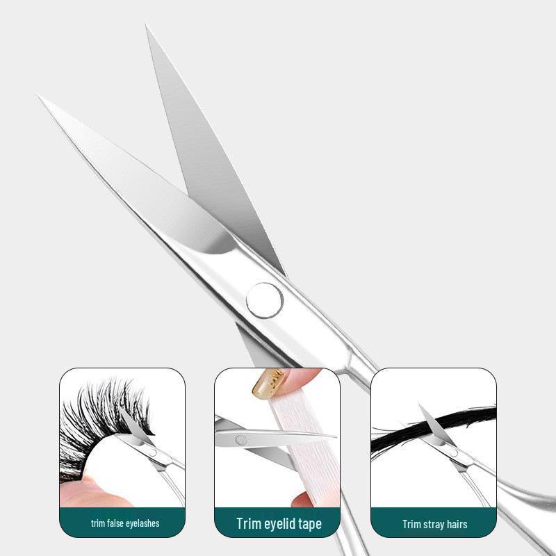 Beauty Scissors Set: Curved Eyebrow, False Eyelash, Nose Hair Trimming & Tattooing Scissors with Pointed Tips for Makeup Artists.