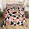 Strawberry Duvet Cover SetRed Strawberry Bedding Set for Girls Cute Black White Geometric Plaid Grid Comforter Cover Full Size