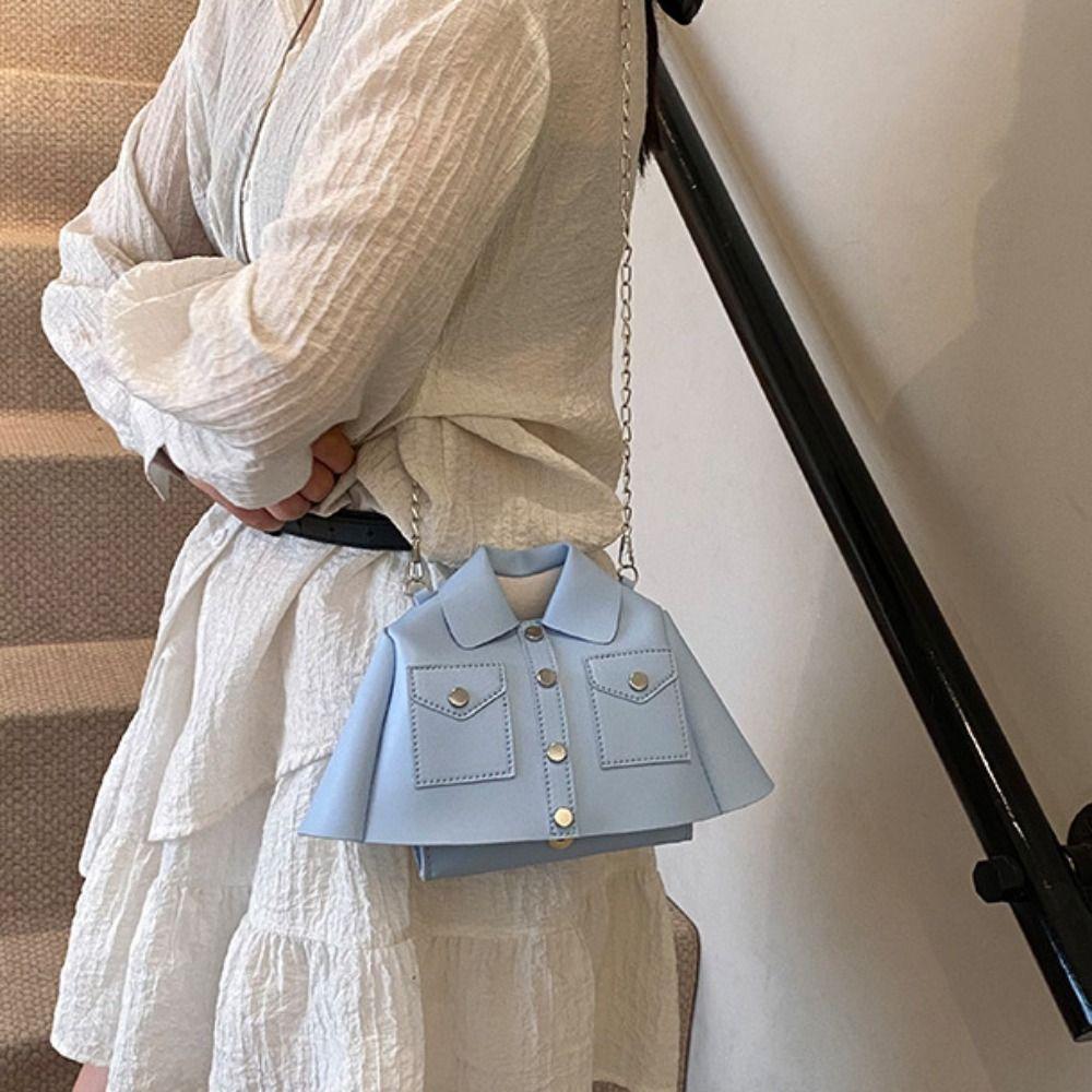 Solid Color Chain Shoulder Bag Coat Women Handbag Personalized Clothes Shaped Crossbody Bag  Girl