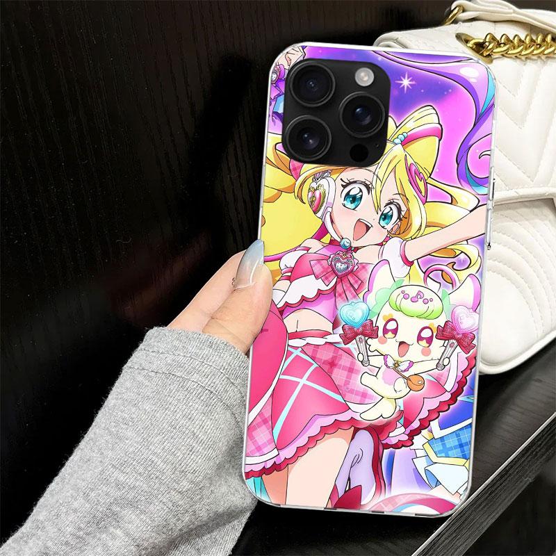 Pretty Cure Anime Case for iPhone 17 Air 16 16E 15 14 11 Pro Max Soft Phone Cover 12 13 Mini 7 SE 2020 8 Silicone Black Capa