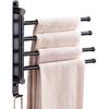 FAMMIX Black Swing Out Towel Bar, Bronze Oil Rubbed Folding Arm Swivel Hanger Bathroom Storage Organizer Rustproof Wall Mount, Swivel Towel Rack for