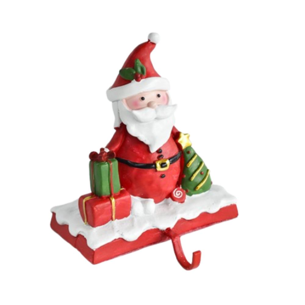 Resin Santa Claus Snowman Hook Non-skid Fireplace Mantel Stand Hanger  Party Favors