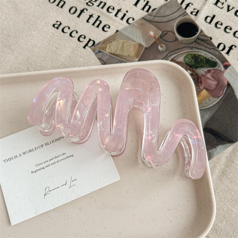 1pc Elegant Simple Wavy Claw Clip Shark Clip Imitation Acetate Hair Accessory New Mermaid Princess Clip