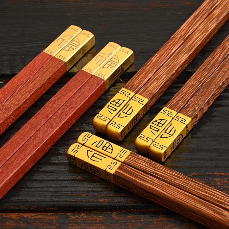 10 Paar Rosenholz Essstäbchen: Geschenkset, Rutschfest, Hitzebeständig, Unlackiertes Massivholz für Heim- & Gewerbenutzung