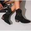 Botines Women Boots New Winter Boots Western Cowboy Boot Pointed Embroidered Knight Boot Retro High Heels Allmatch Ankle Botas