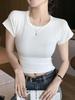 American Style Round Neck Short Sleeve Women's Summer Slimming Bodycon T-shirt - Versatile Hot Girl Base Layer Top