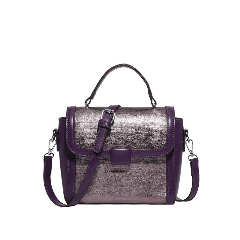 Fashion Metallic Silver Mini Satchel Bag Elegant Womens Shoulder Bags Versatile PU Leather Ladies Crossbody Purse Square Handbag