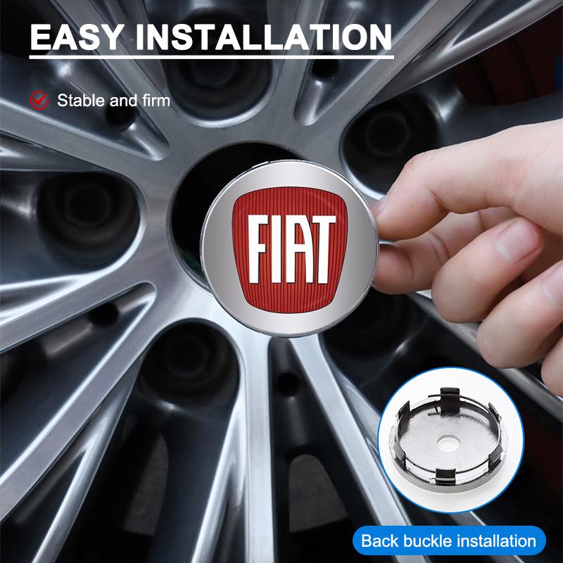 4Pcs 60mm Badge Emblem Car Wheel Center Cap Logo Hub Cover for Fiat Abbas 500 500L 500X 124 Aegea MobiPanda Tipo Sedici Centoventi Fiorino Qubo Toro