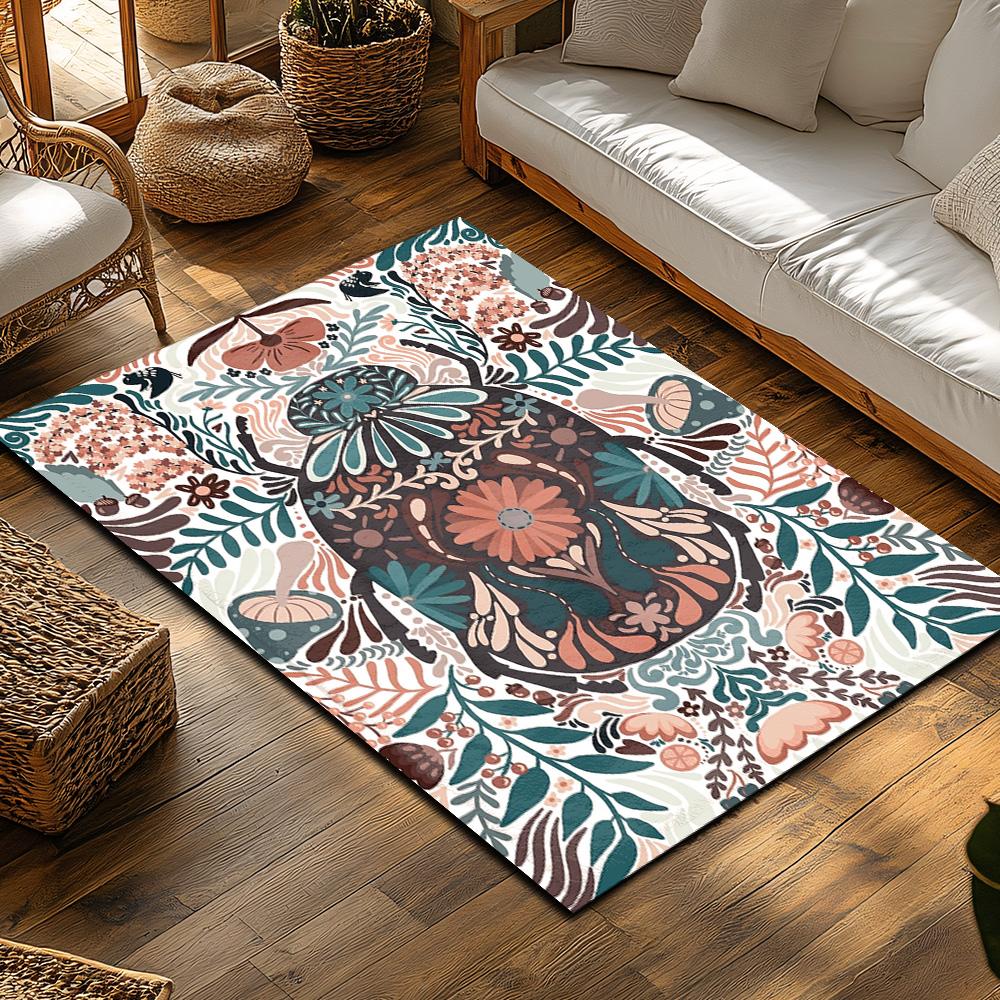 Floral Area Rug Vintage Persian Style Non Slip Washable Home Decor Living Room Bedroom Floor Mat Carpet Bohemian Chic Design