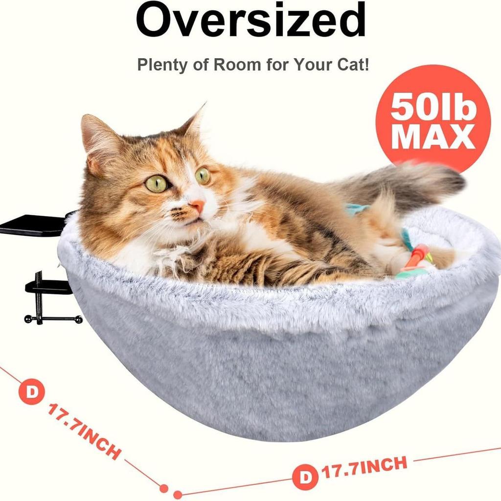 Skrivbordskattbädd Husdjurshängmatta Filt Varm Bekväm Metalljärnram Stark Viktbärande Kapacitet Avtagbar Katt Hängmatta