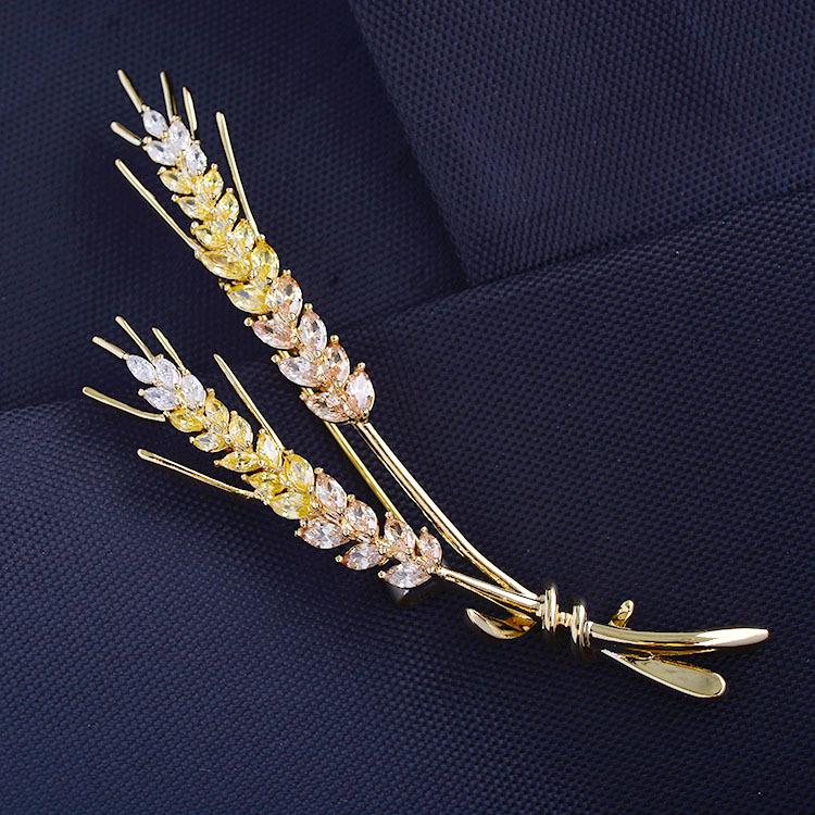 Elegante Weizenähren Zirkon Brosche - Modisches Anstecknadel Zubehör für Damen