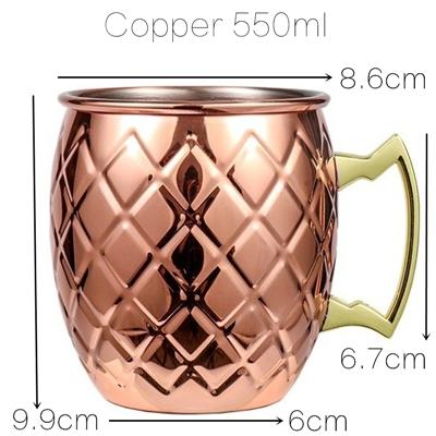 1PCS Cocktail Cup 550ml Hammered Copper Plated Moscow Mule Mug - Beer/Coffee Cup for Enhanced Flavor Experience Tazas Bar Tool