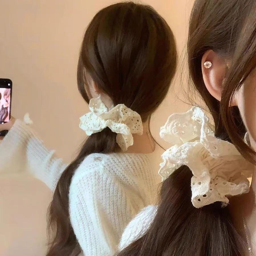 Lace Hair Band Mori Large Intestine Head Rope French Retro Hair Rope Girl Tied Hair Rubber Band