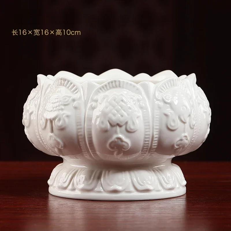 1PCS White Porcelain Incense Burner Ornament for Home Indoor Eight Auspicious Offerings and Buddhist Supplies Candlestick holder