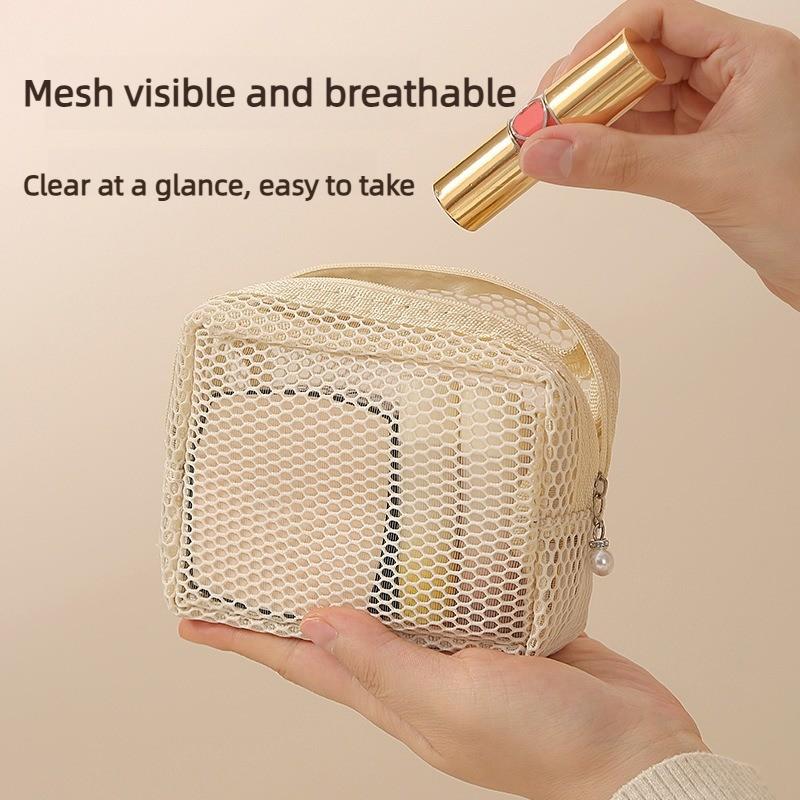3PC/set Mesh Cosmetic Storage Bag Portable Travel Square Cosmetic Storage Bag with Zipper Multi-purpose Sundries Storage Bags